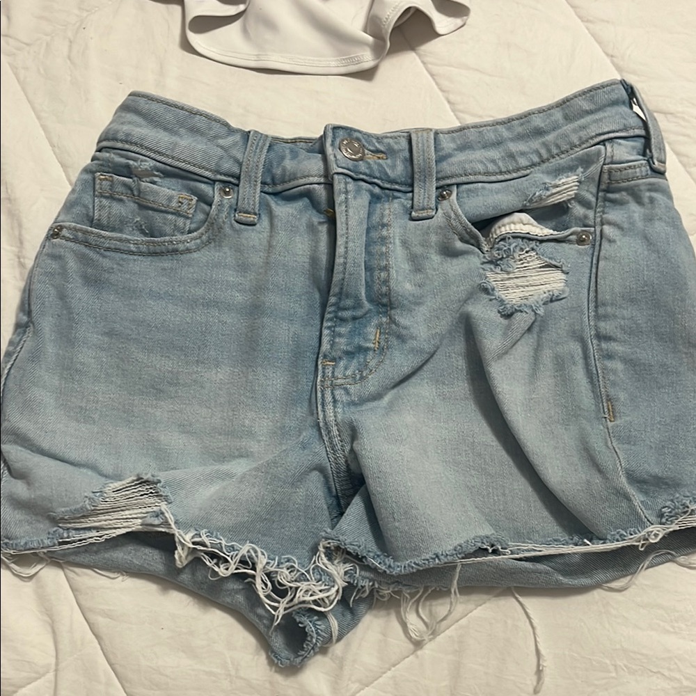 Old Navy Light Blue Ripped Jean Shorts